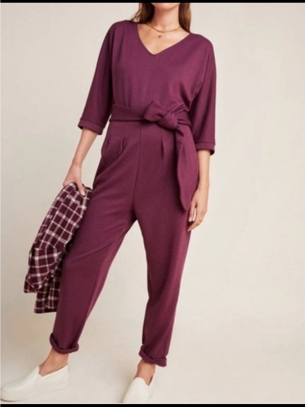 Anthropologie Sutton Ponte Jumpsuit in Plum Womenโs Size Small